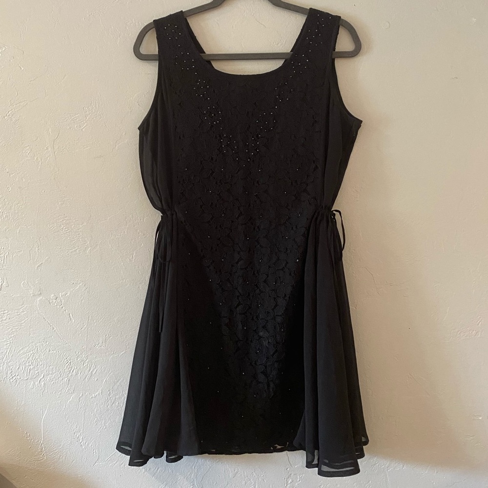 Black lace and beaded evening dress
